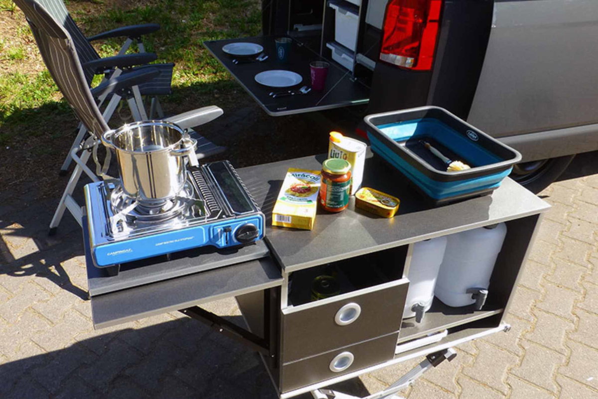 Een bijzonderheid: de module kan ook buiten de microcamper worden gebruikt. © Reimo Reisemobil-Center GmbH